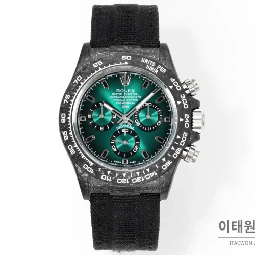 롤렉스 데이토나 크로노그래프 오토매틱 40mm (25) 롤렉스 데이토나 크로노그래프 오토매틱 40mm 그린 다이얼 블랙 나일론 스트랩 블랙 베젤 카본 케이스 (2)