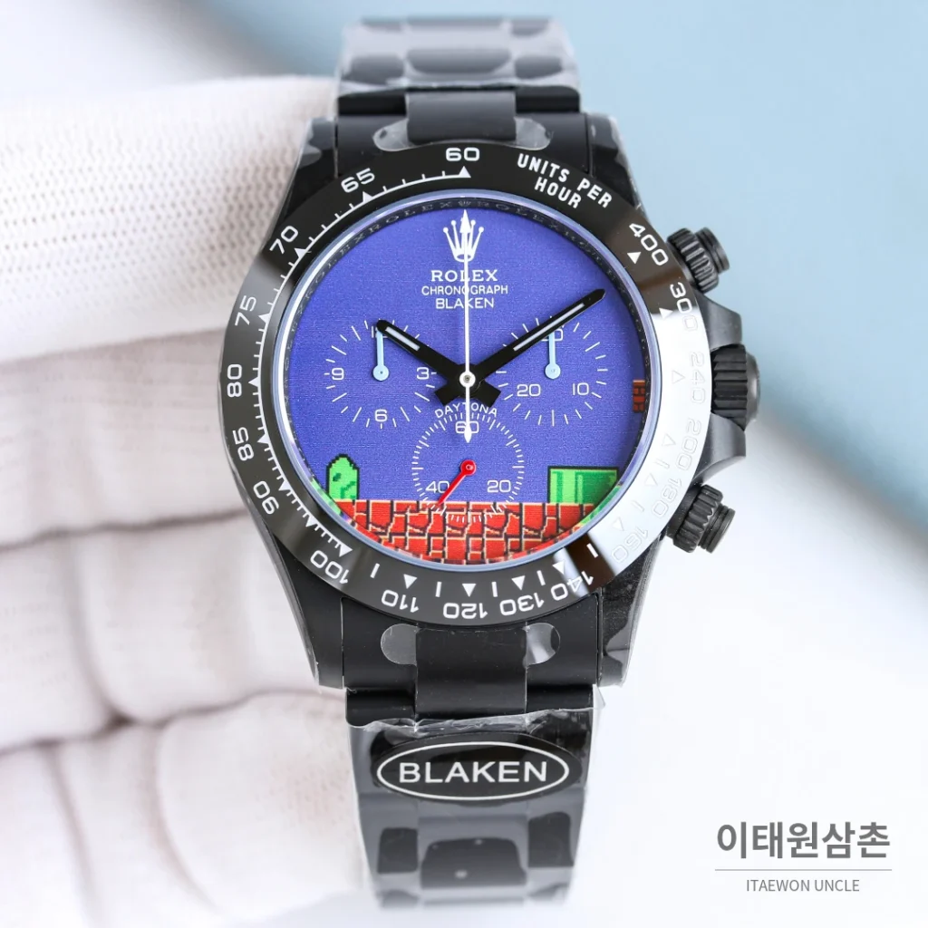 롤렉스 데이토나 크로노그래프 오토매틱 40mm 블루 다이얼 세라믹 브레이슬릿 블랙 베젤 세라믹 케이스