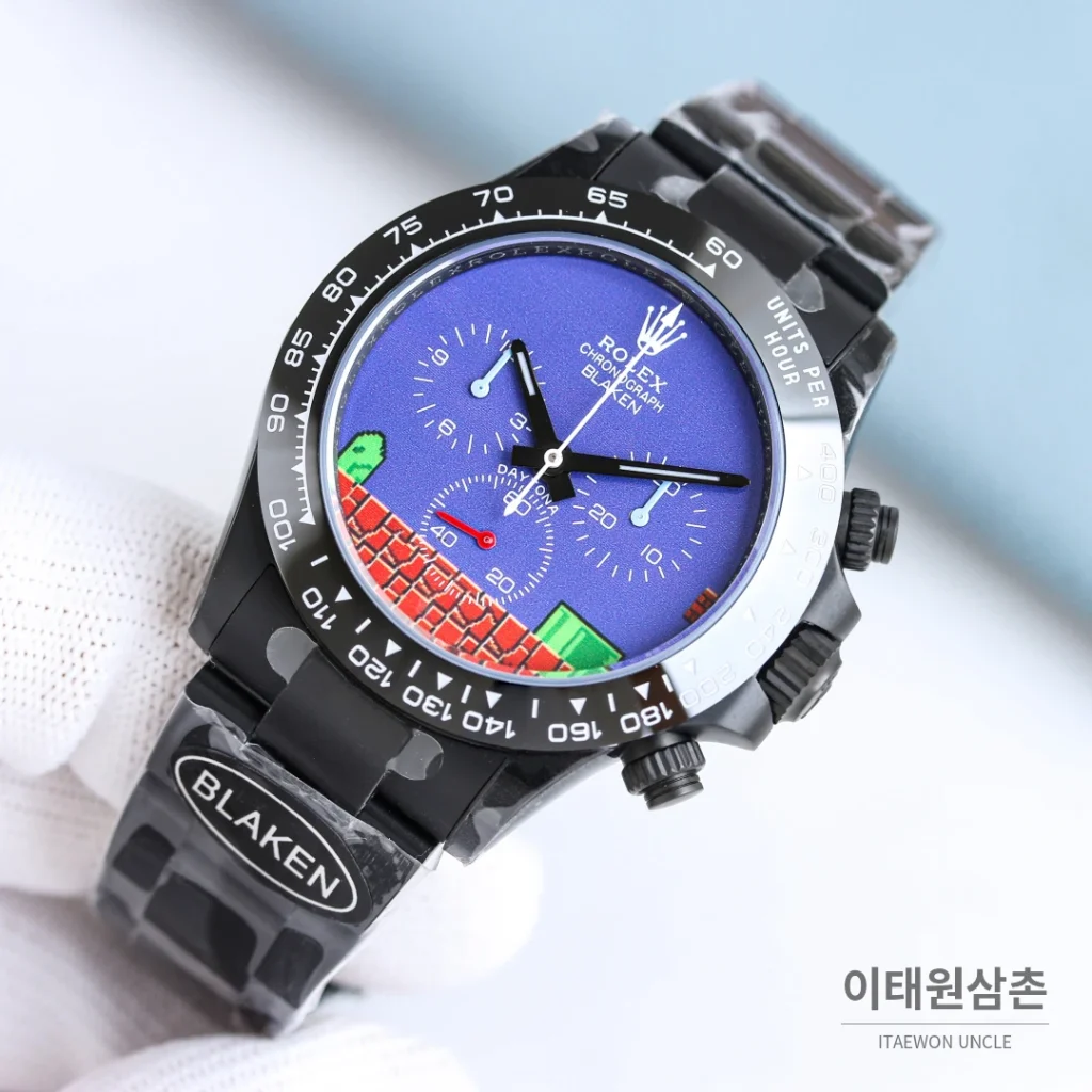 롤렉스 데이토나 크로노그래프 오토매틱 40mm 블루 다이얼 세라믹 브레이슬릿 블랙 베젤 세라믹 케이스