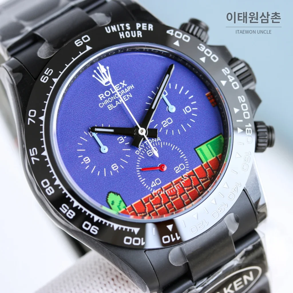 롤렉스 데이토나 크로노그래프 오토매틱 40mm 블루 다이얼 세라믹 브레이슬릿 블랙 베젤 세라믹 케이스