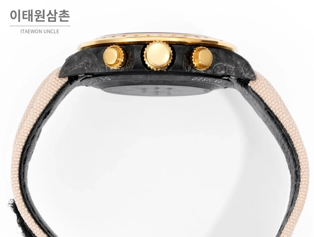롤렉스 데이토나 크로노그래프 오토매틱 40mm 화이트 다이얼 핑크 나일론 스트랩 멀티컬러 베젤