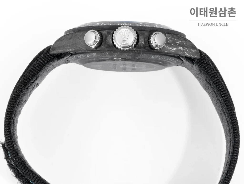 롤렉스 데이토나 크로노그래프 오토매틱 40mm 아이스블루 다이얼 블랙 나일론 스트랩 그레이 베젤 카본 케이스 (2)