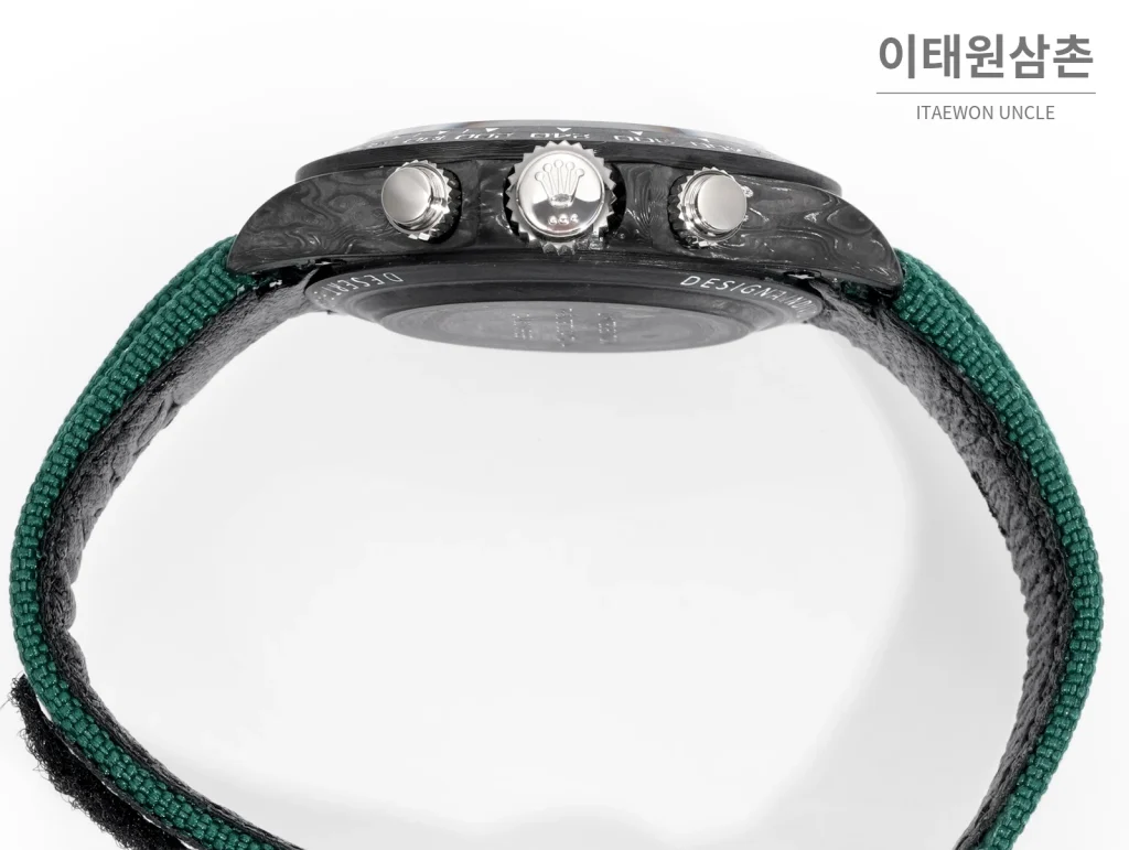 롤렉스 데이토나 크로노그래프 오토매틱 40mm 화이트 다이얼 그린 나일론 스트랩 블랙 베젤 카본 케이스 (3)