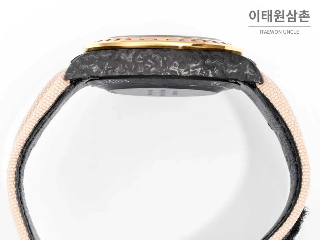 롤렉스 데이토나 크로노그래프 오토매틱 40mm 화이트 다이얼 핑크 나일론 스트랩 멀티컬러 베젤