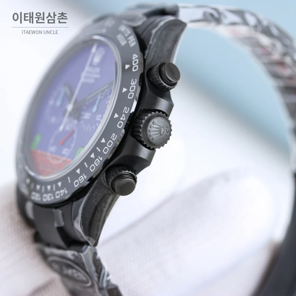 롤렉스 데이토나 크로노그래프 오토매틱 40mm 블루 다이얼 세라믹 브레이슬릿 블랙 베젤 세라믹 케이스