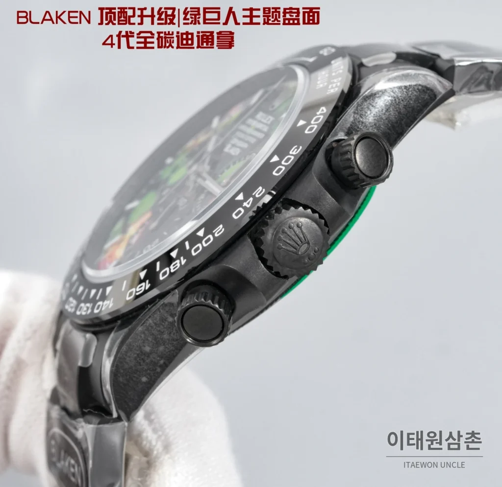 롤렉스 데이토나 크로노그래프 오토매틱 40mm 멀티컬러 다이얼 세라믹 브레이슬릿 실버 베젤 세라믹 케이스