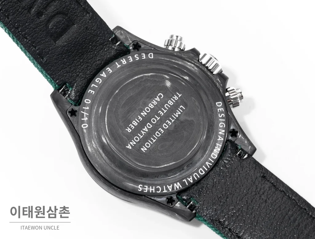 롤렉스 데이토나 크로노그래프 오토매틱 40mm 화이트 다이얼 그린 나일론 스트랩 블랙 베젤 카본 케이스 (2)