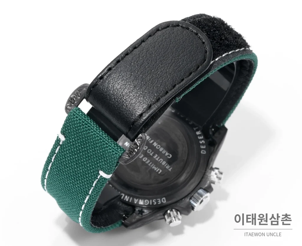롤렉스 데이토나 크로노그래프 오토매틱 40mm 화이트 다이얼 그린 나일론 스트랩 블랙 베젤 카본 케이스 (3)