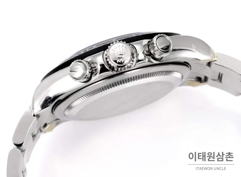 롤렉스 데이토나 크로노그래프 오토매틱 스켈레톤 다이얼 스틸 브레이슬릿 블랙 베젤 (2)