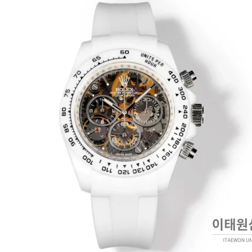 롤렉스 데이토나 러버밴드 블랙다이얼 크로노그래프 오토매틱 40mm 화이트 베젤 (2)