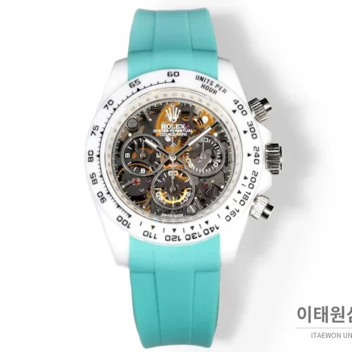롤렉스 데이토나 러버밴드 블랙다이얼 크로노그래프 오토매틱 40mm 화이트 베젤 (3)