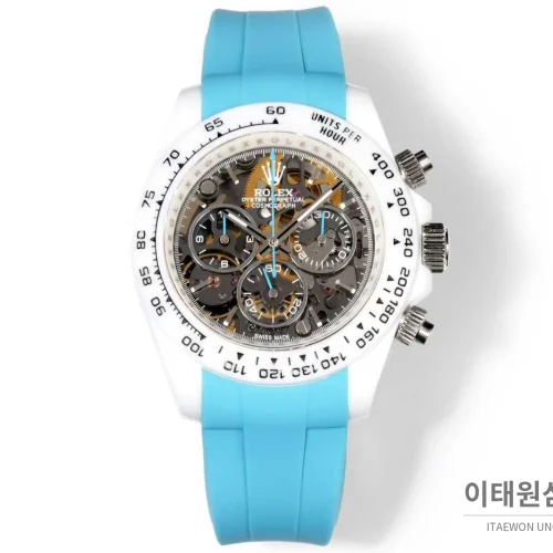 롤렉스 데이토나 러버밴드 블랙다이얼 크로노그래프 오토매틱 40mm 화이트 베젤