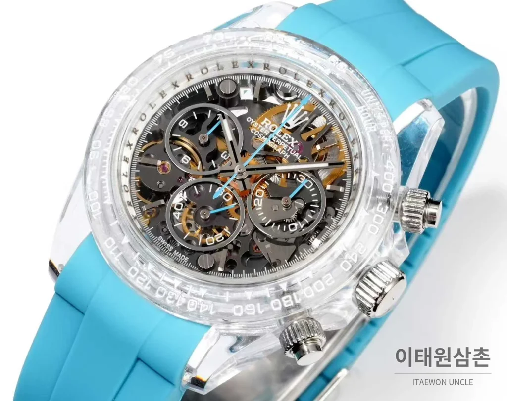 롤렉스 데이토나 러버밴드 블랙다이얼 크로노그래프 오토매틱 40mm (3)