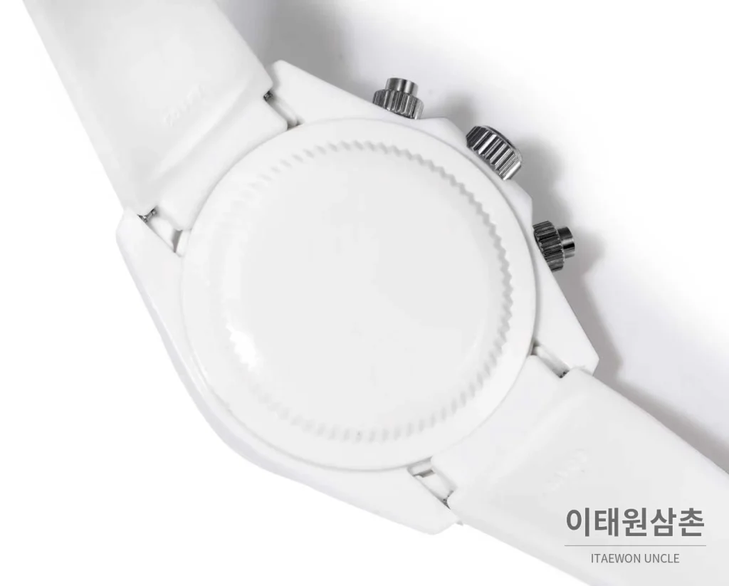 롤렉스 데이토나 러버밴드 블랙다이얼 크로노그래프 오토매틱 40mm 화이트 베젤 (2)