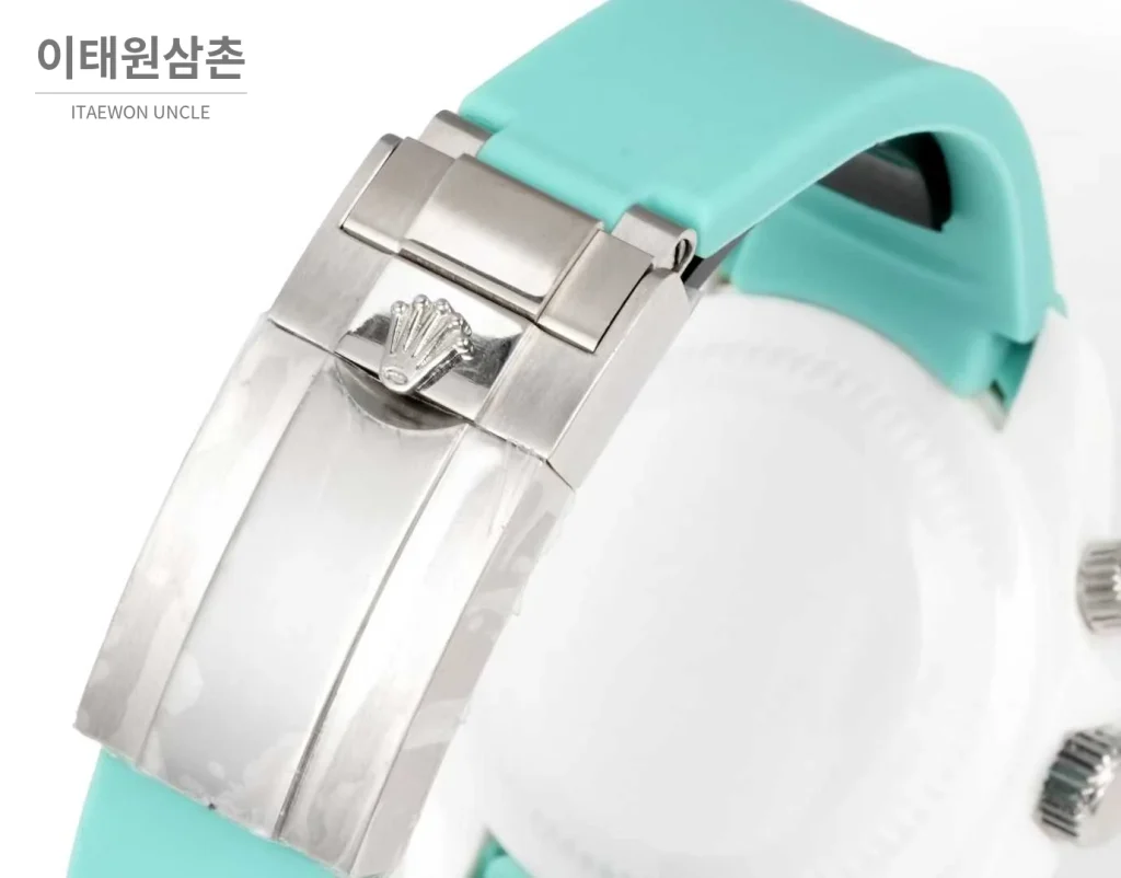롤렉스 데이토나 러버밴드 블랙다이얼 크로노그래프 오토매틱 40mm 화이트 베젤 (3)