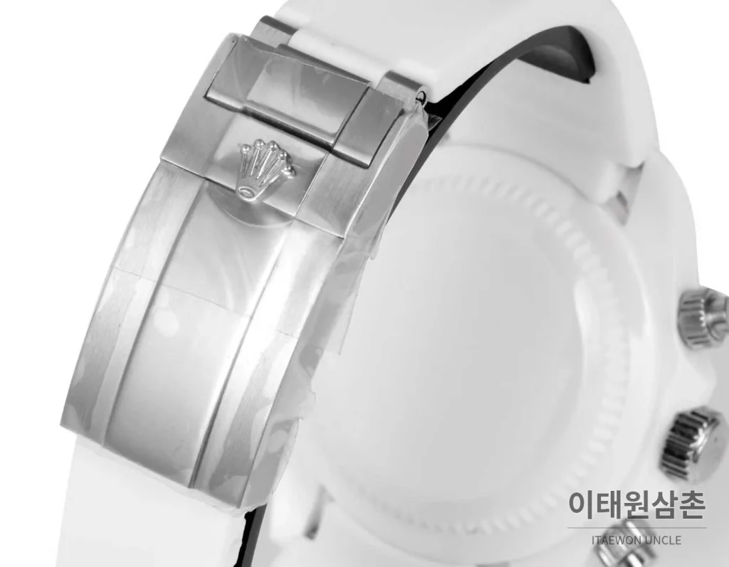 롤렉스 데이토나 러버밴드 블랙다이얼 크로노그래프 오토매틱 40mm 화이트 베젤 (2)