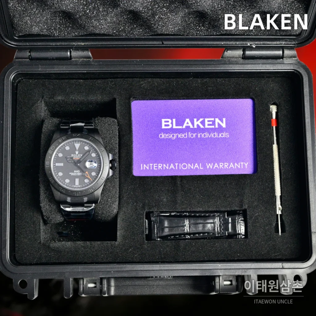 롤렉스 익스플로러2 블라켄 DLC 블랙 GMT 오토매틱 42mm 그레이 다이얼