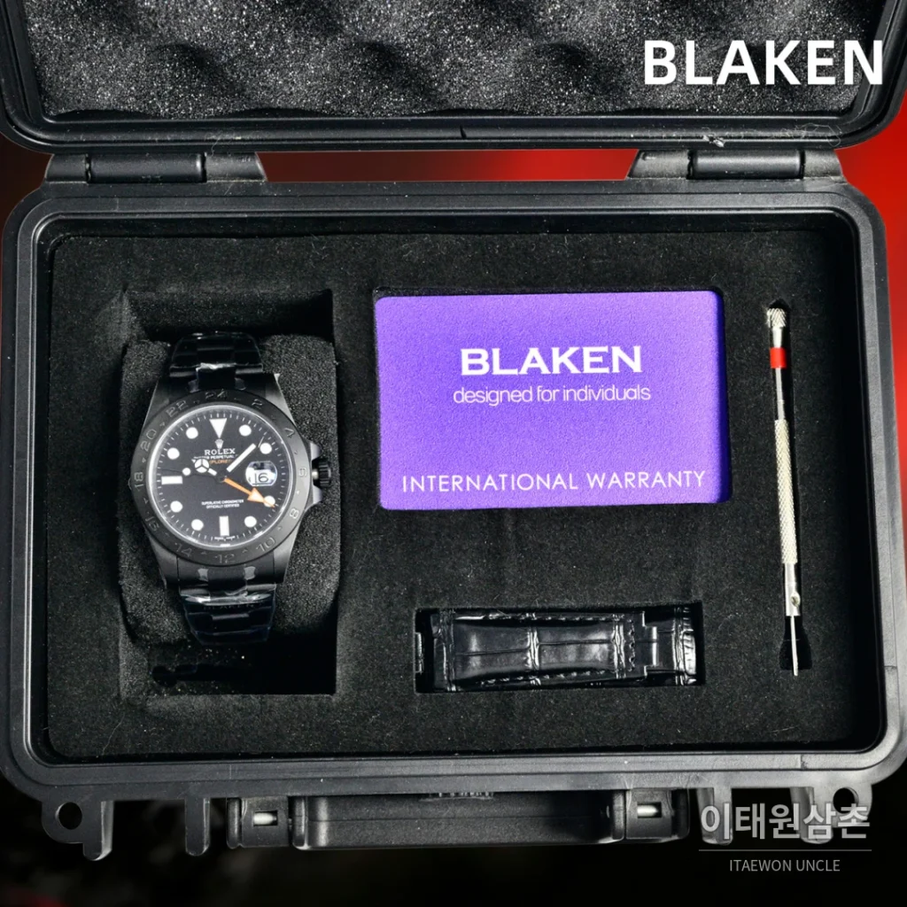 롤렉스 익스플로러2 블라켄 DLC 블랙 GMT 오토매틱 42mm 블랙 다이얼 (2)