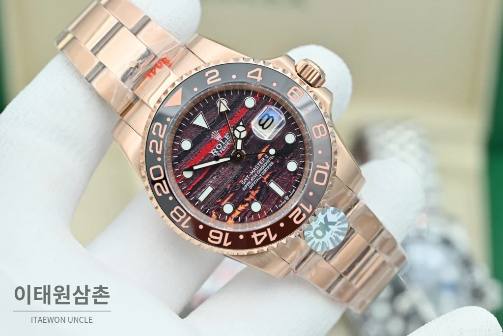 롤렉스 GMT마스터 II 오토매틱 40mm 멀티컬러 다이얼 로즈골드 브레이슬릿 블랙 베젤