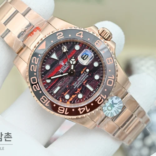 롤렉스 GMT마스터 II 오토매틱 40mm 멀티컬러 다이얼 로즈골드 브레이슬릿 블랙 베젤