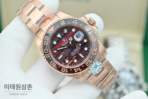 롤렉스 GMT마스터 II 오토매틱 40mm 멀티컬러 다이얼 로즈골드 브레이슬릿 블랙 베젤