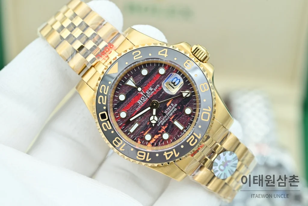 롤렉스 GMT마스터 II 오토매틱 40mm 멀티컬러 다이얼 골드 브레이슬릿 그레이 베젤