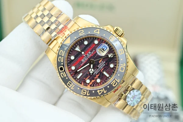 롤렉스 GMT마스터 II 오토매틱 40mm 멀티컬러 다이얼 골드 브레이슬릿 그레이 베젤