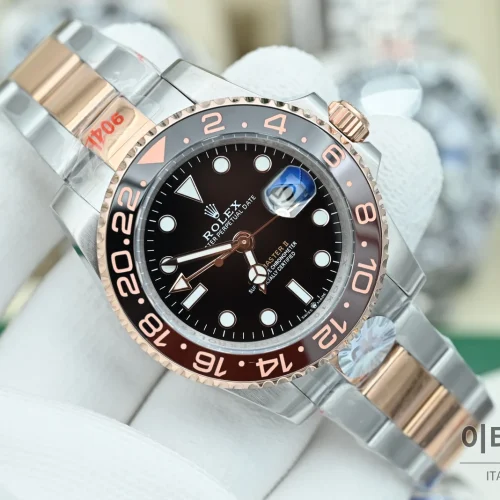 롤렉스 GMT마스터 II 오토매틱 40mm 롤렉스 GMT마스터 II 오토매틱 40mm 블랙 다이얼 투톤 브레이슬릿 버건디 베젤