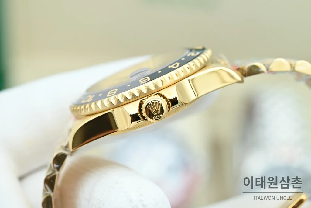 롤렉스 GMT마스터 II 오토매틱 40mm 블랙 다이얼 골드 브레이슬릿 그레이 베젤