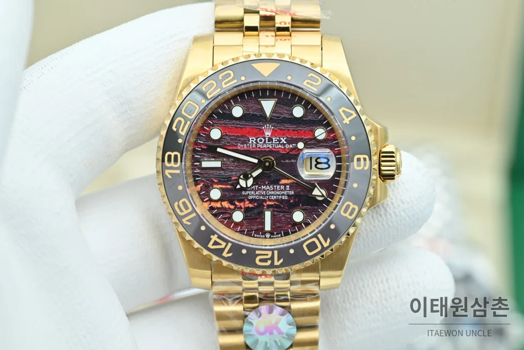 롤렉스 GMT마스터 II 오토매틱 40mm 멀티컬러 다이얼 골드 브레이슬릿 그레이 베젤