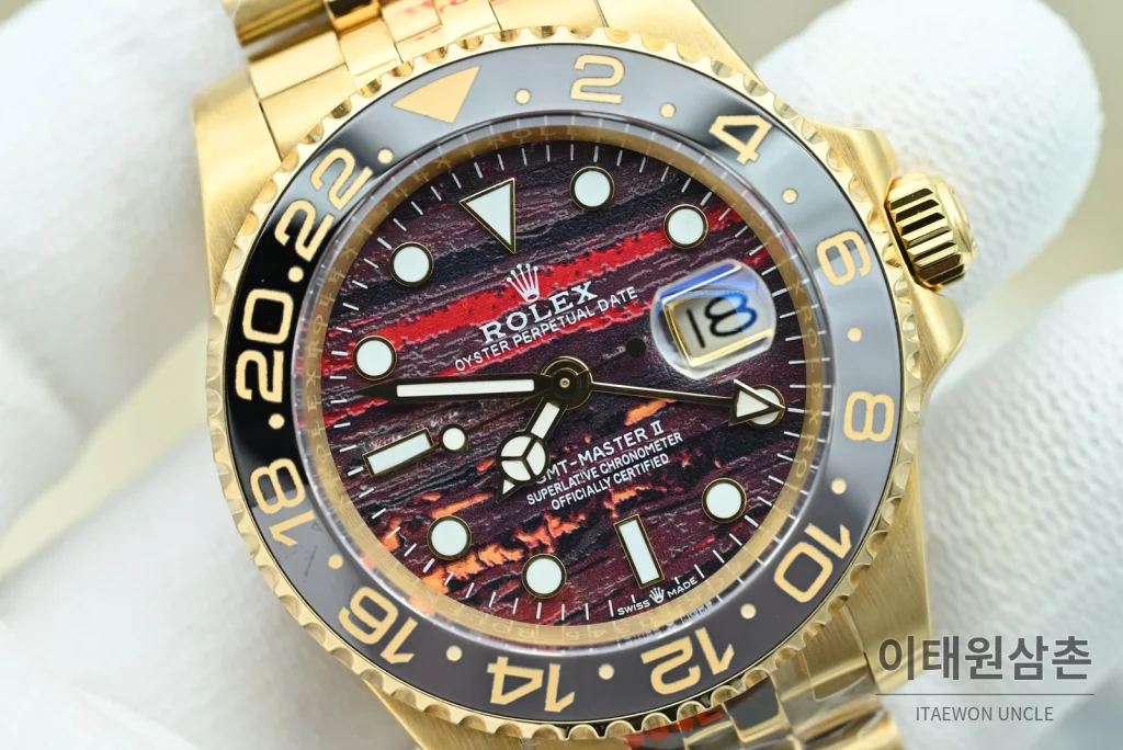 롤렉스 GMT마스터 II 오토매틱 40mm 멀티컬러 다이얼 골드 브레이슬릿 그레이 베젤