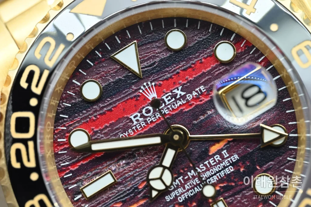 롤렉스 GMT마스터 II 오토매틱 40mm 멀티컬러 다이얼 골드 브레이슬릿 그레이 베젤