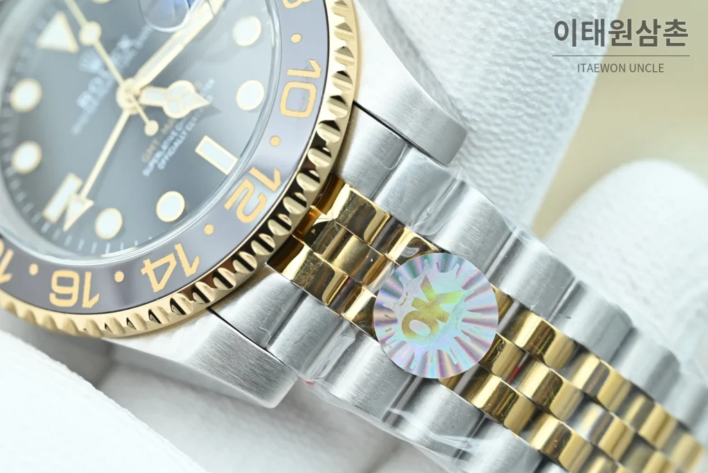 롤렉스 GMT마스터 II 오토매틱 40mm 블랙 다이얼 투톤 브레이슬릿 그레이 베젤