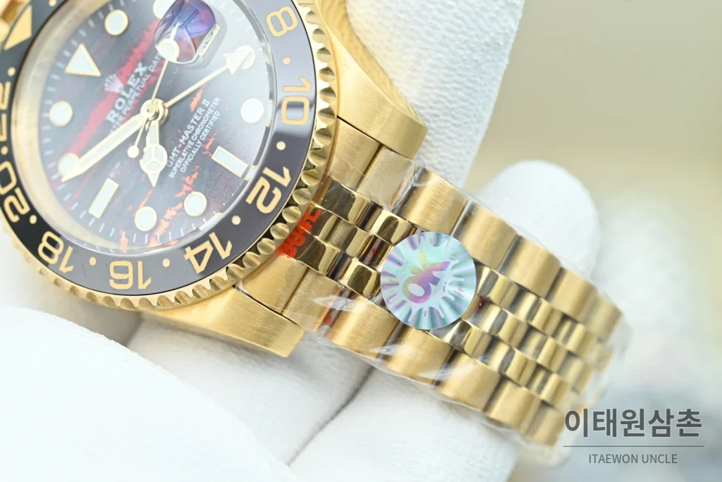 롤렉스 GMT마스터 II 오토매틱 40mm 멀티컬러 다이얼 골드 브레이슬릿 그레이 베젤