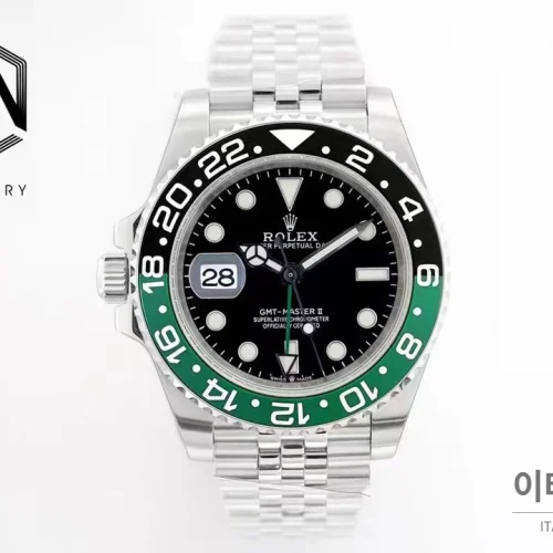 롤렉스 GMT 마스터 II 레프트핸드 스프라이트 그린 블랙 베젤 오토매틱 40mm 블랙 / 그린 (2) 롤렉스 GMT 마스터 II 레프트핸드 스프라이트 그린 블랙 베젤 오토매틱 40mm 블랙 / 그린 (2)