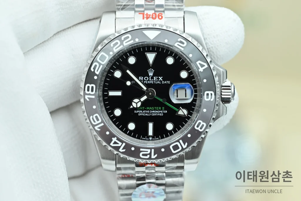 롤렉스 GMT마스터Ⅱ 스틸 블랙그레이베젤 블랙다이얼 오토매틱 OK팩토리 40mm