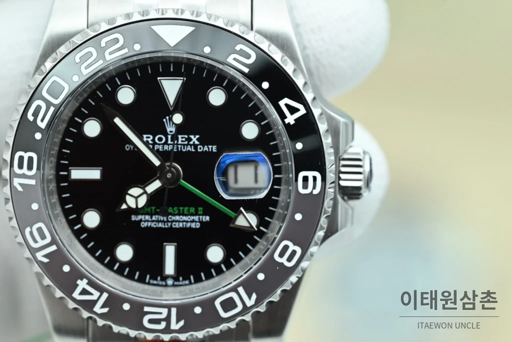 롤렉스 GMT마스터Ⅱ 스틸 블랙그레이베젤 블랙다이얼 오토매틱 OK팩토리 40mm