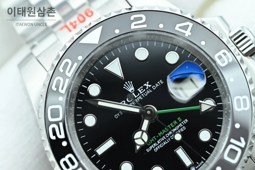 롤렉스 GMT마스터Ⅱ 스틸 블랙그레이베젤 블랙다이얼 오토매틱 OK팩토리 40mm