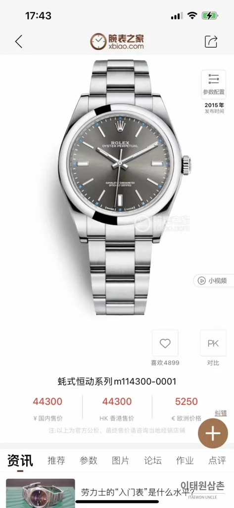 롤렉스 오이스터 퍼페추얼 904L스틸 블루다이얼 오토매틱 39mm (5)