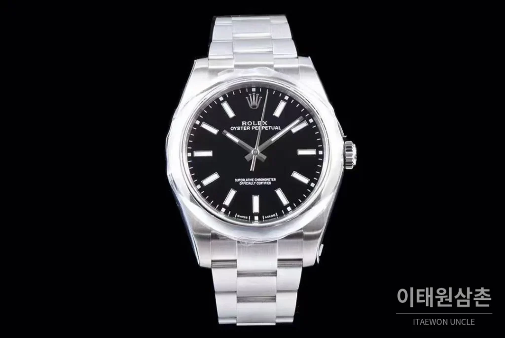 롤렉스 오이스터 퍼페추얼 904L스틸 블루다이얼 오토매틱 39mm