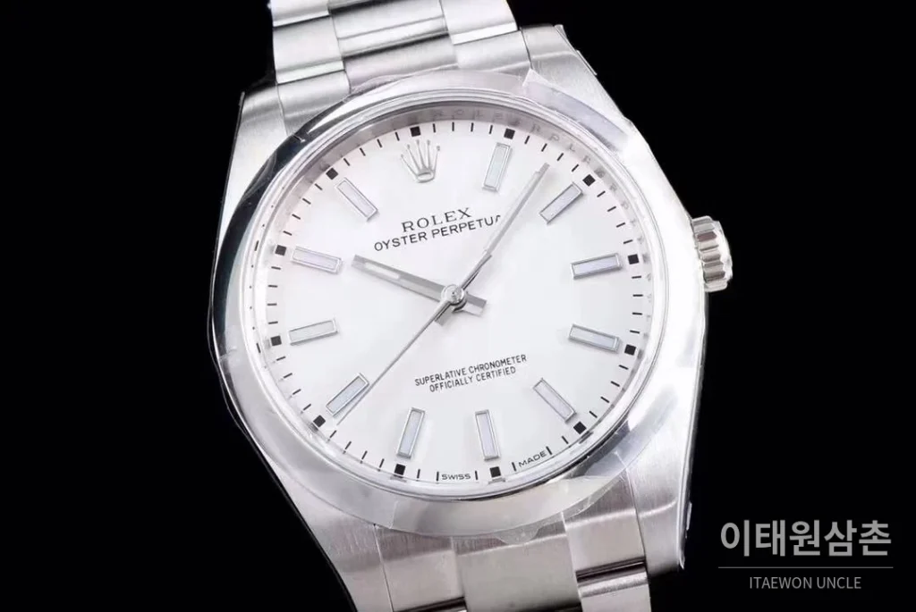 롤렉스 오이스터 퍼페추얼 904L스틸 블루다이얼 오토매틱 39mm (2)