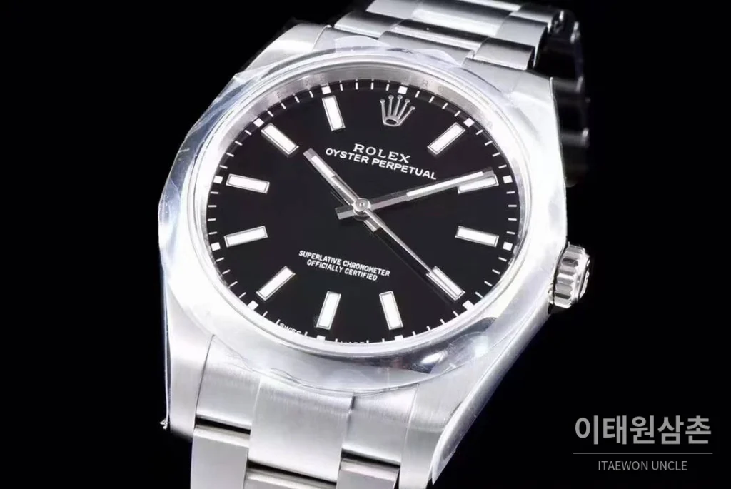롤렉스 오이스터 퍼페추얼 904L스틸 블루다이얼 오토매틱 39mm