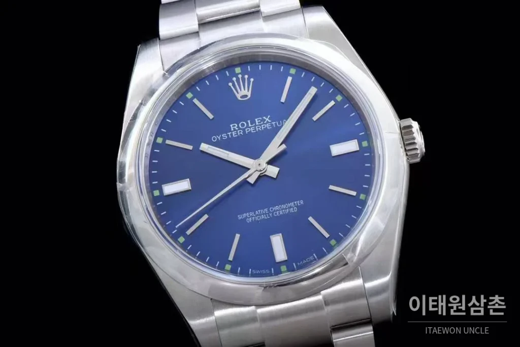 롤렉스 오이스터 퍼페추얼 904L스틸 블루다이얼 오토매틱 39mm (3)