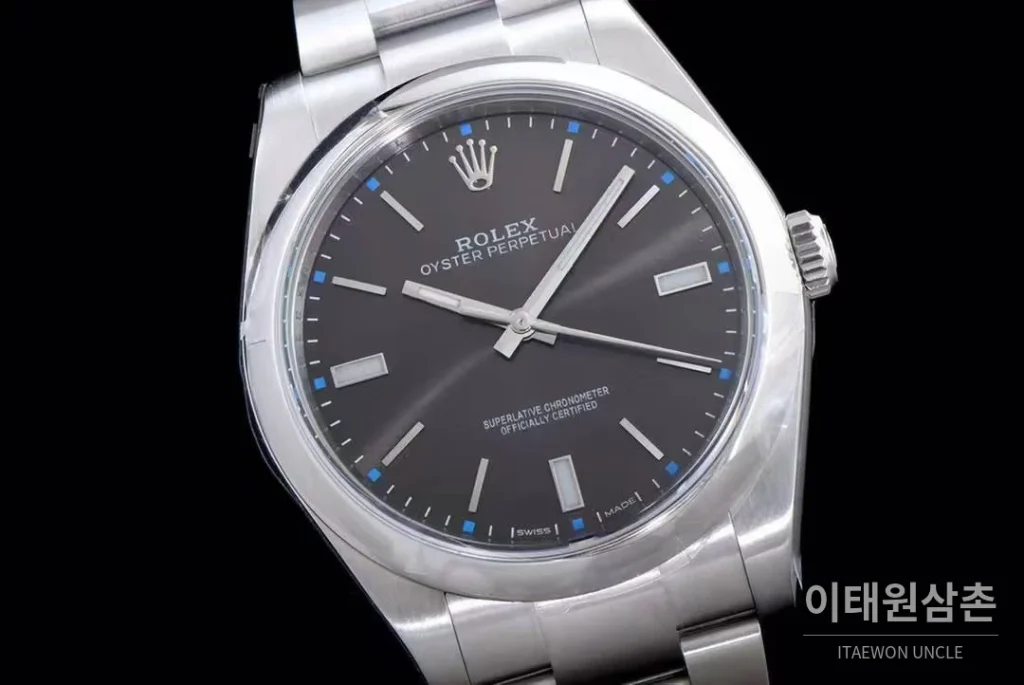 롤렉스 오이스터 퍼페추얼 904L스틸 블루다이얼 오토매틱 39mm (5)