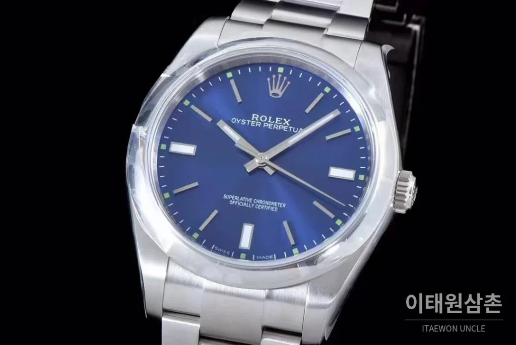 롤렉스 오이스터 퍼페추얼 904L스틸 블루다이얼 오토매틱 39mm (3)