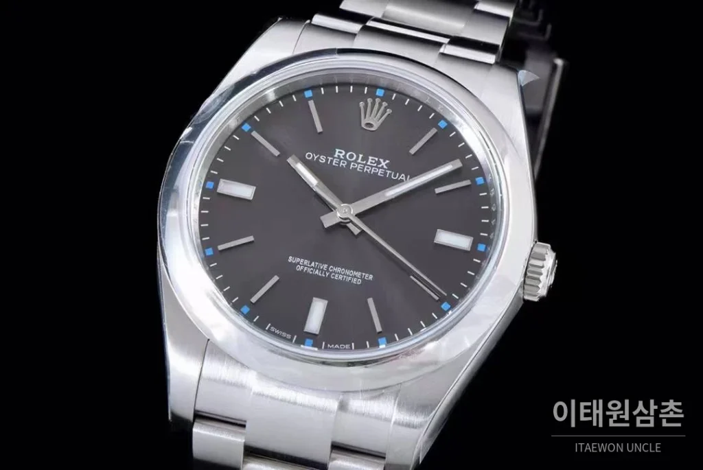 롤렉스 오이스터 퍼페추얼 904L스틸 블루다이얼 오토매틱 39mm (5)