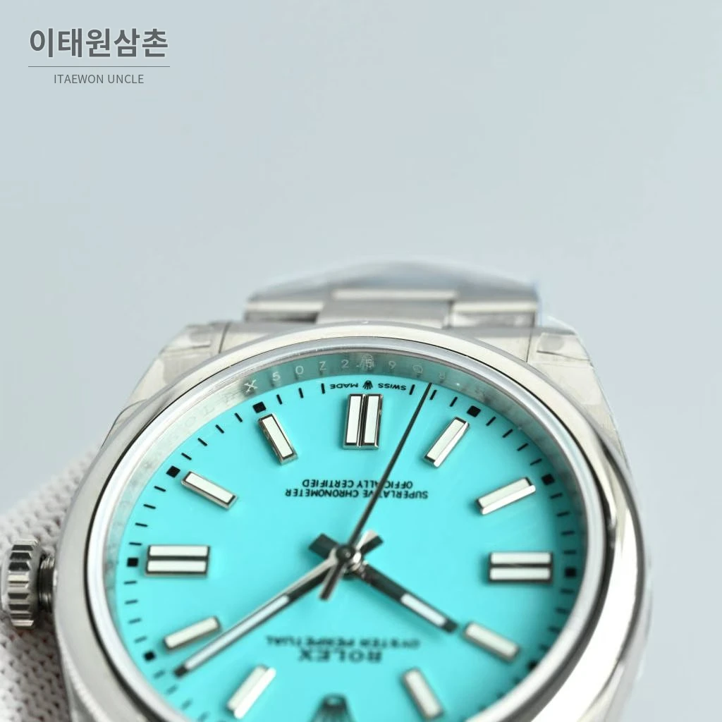 롤렉스 오이스터 퍼페추얼 스틸 야광인덱스 오토매틱 시계 41mm 스테인리스 스틸 아이스블루 다이얼 (3)