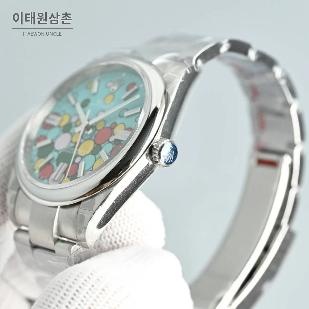 롤렉스 오이스터 퍼페추얼 스틸 야광인덱스 오토매틱 시계 41mm 스테인리스 스틸 아이스블루 다이얼 (2)