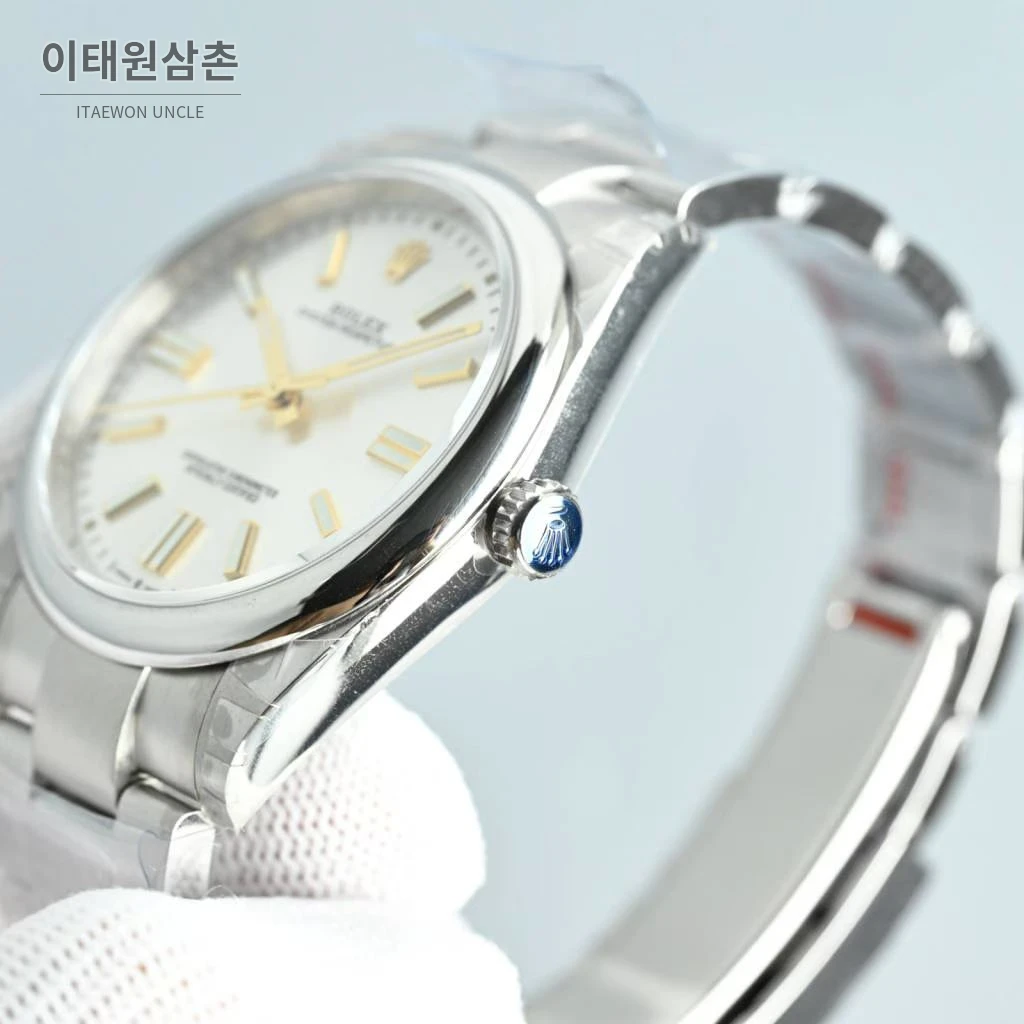 롤렉스 오이스터 퍼페추얼 스틸 야광인덱스 오토매틱 시계 41mm 스테인리스 스틸 화이트 다이얼