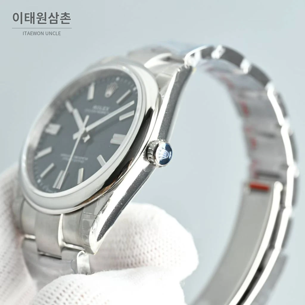롤렉스 오이스터 퍼페추얼 스틸 야광인덱스 오토매틱 시계 41mm 스테인리스 스틸 네이비 다이얼